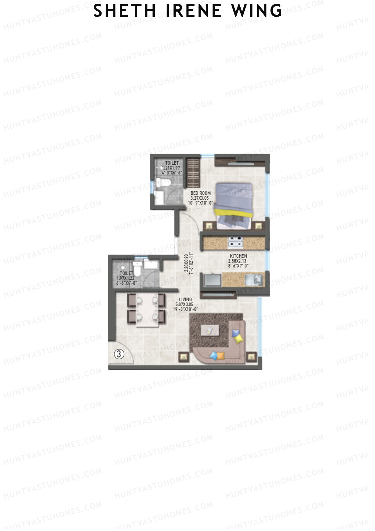 Sheth Irene Wing Wing A Unit 3 Floor Plan