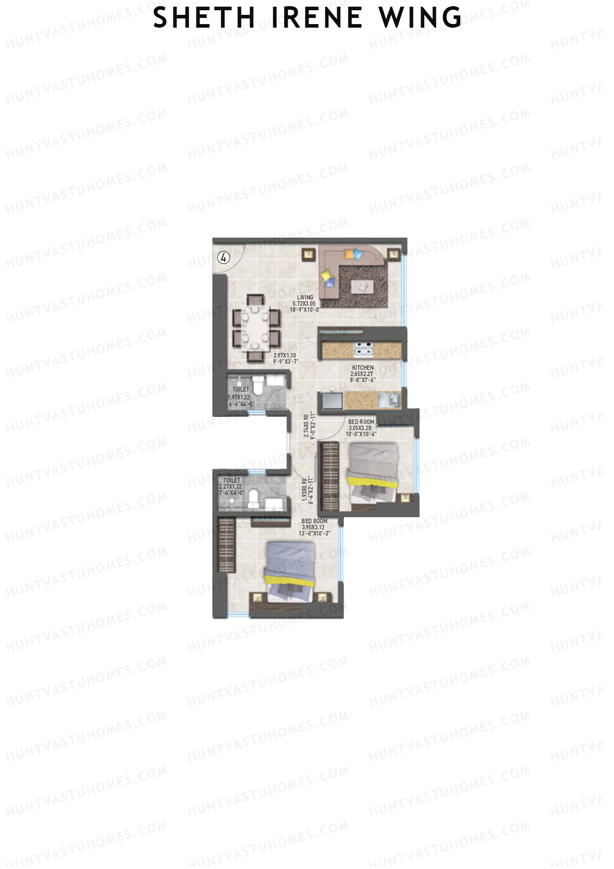 Sheth Irene Wing Wing A Unit 4 Floor Plan