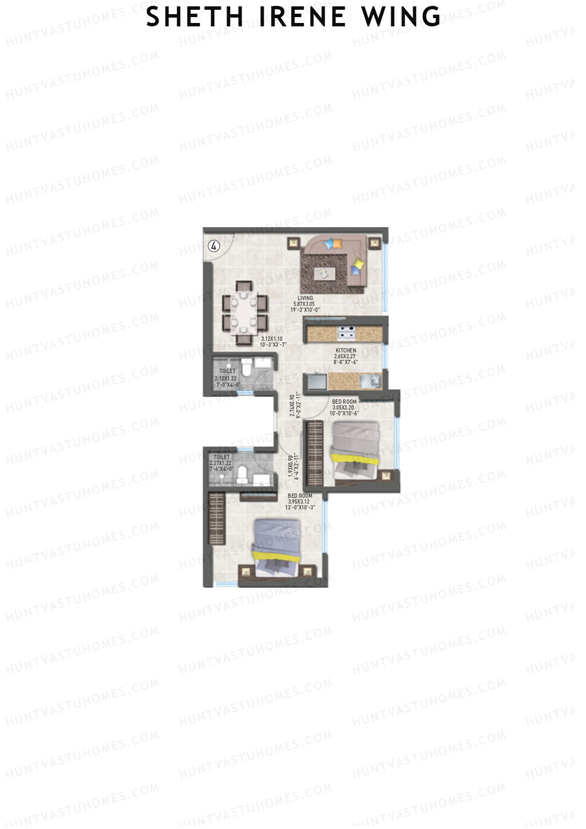 Sheth Irene Wing Wing A Unit 4 Floor Plan