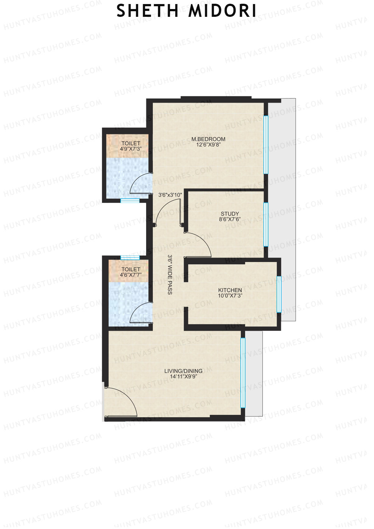 Sheth Midori Wing A1 Unit 1 (Type A) Floor Plan