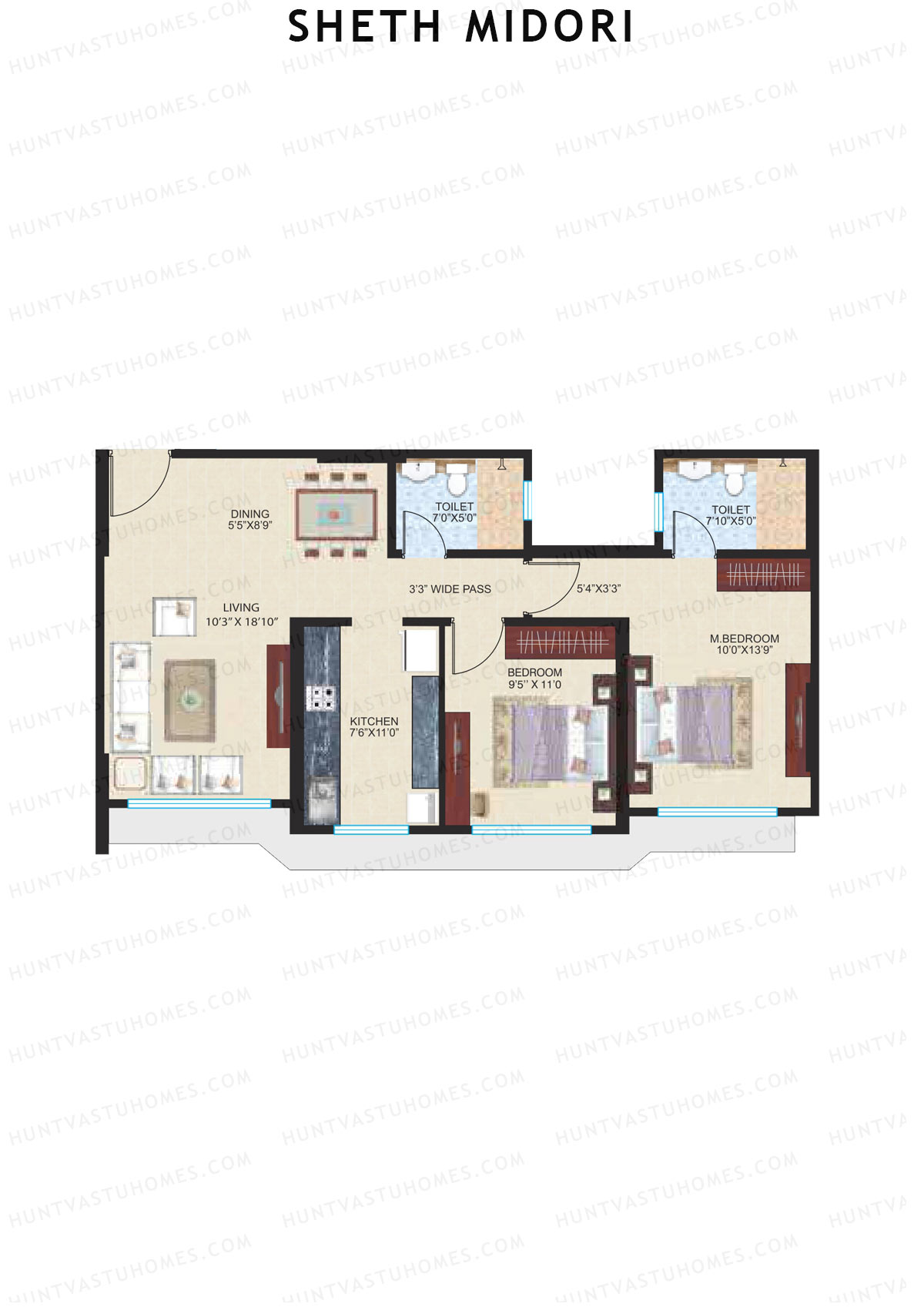 Sheth Midori Wing A1 Unit 2 (Type A) Floor Plan