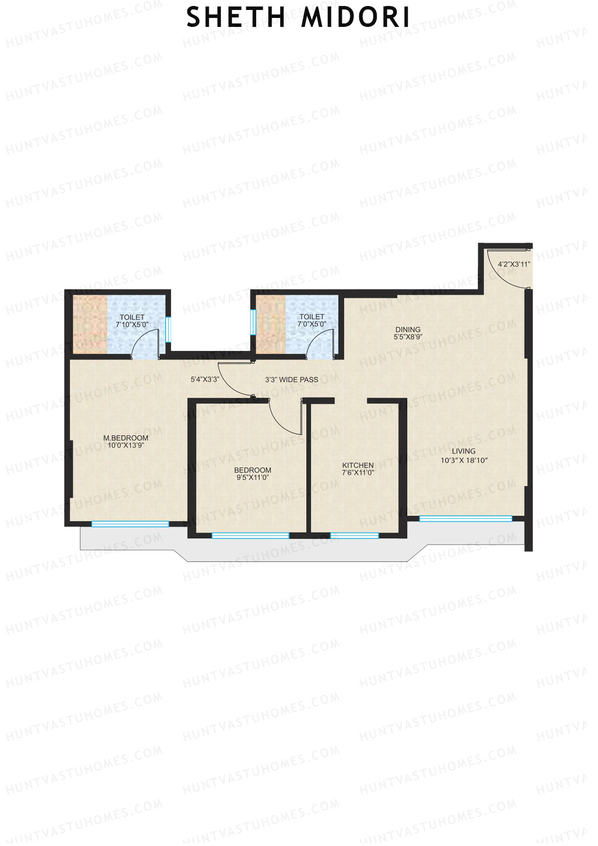 Sheth Midori Wing A1 Unit 3 (Type A) Floor Plan