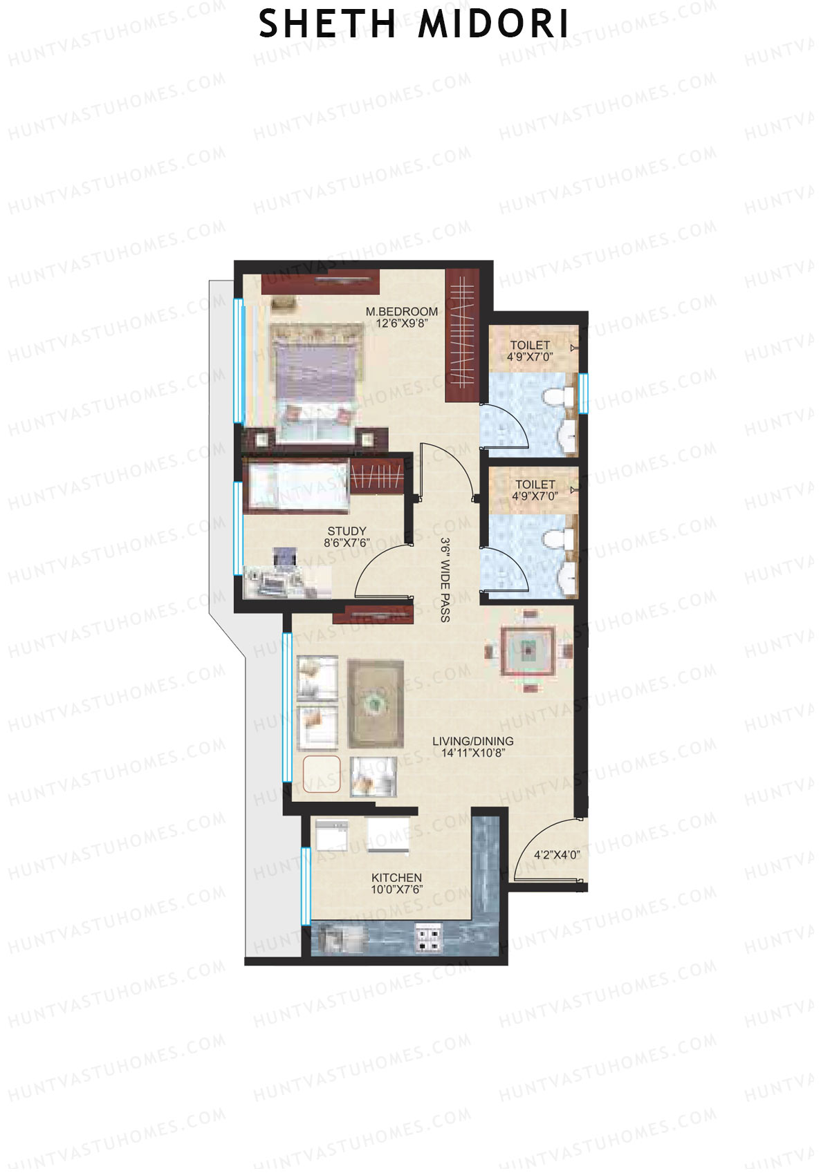 Sheth Midori Wing A1 Unit 4 (Type A) Floor Plan