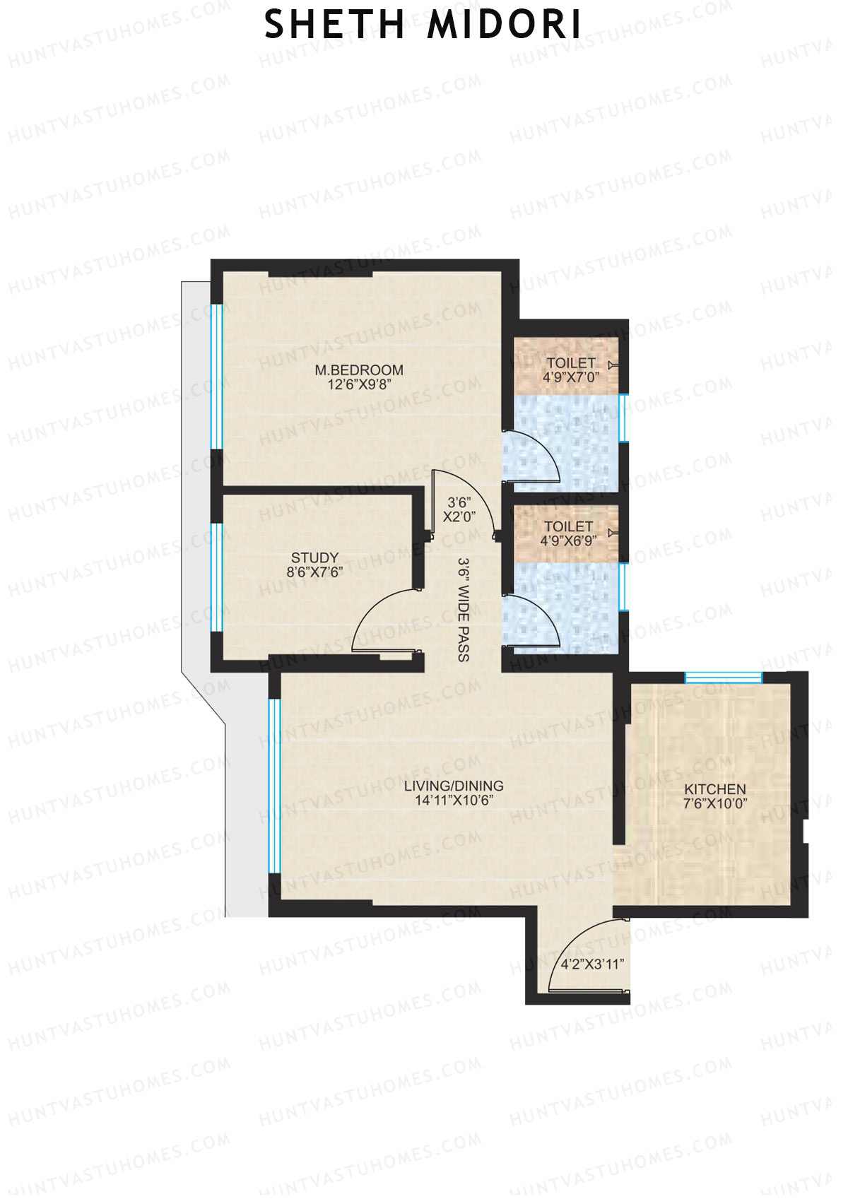 Sheth Midori Wing A2 Unit 2 (Type A) Floor Plan