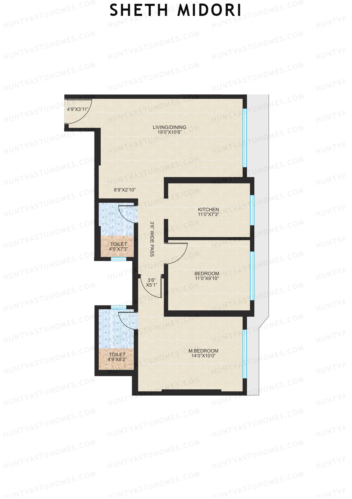 Sheth Midori Wing A2 Unit 4 (Type A) Floor Plan