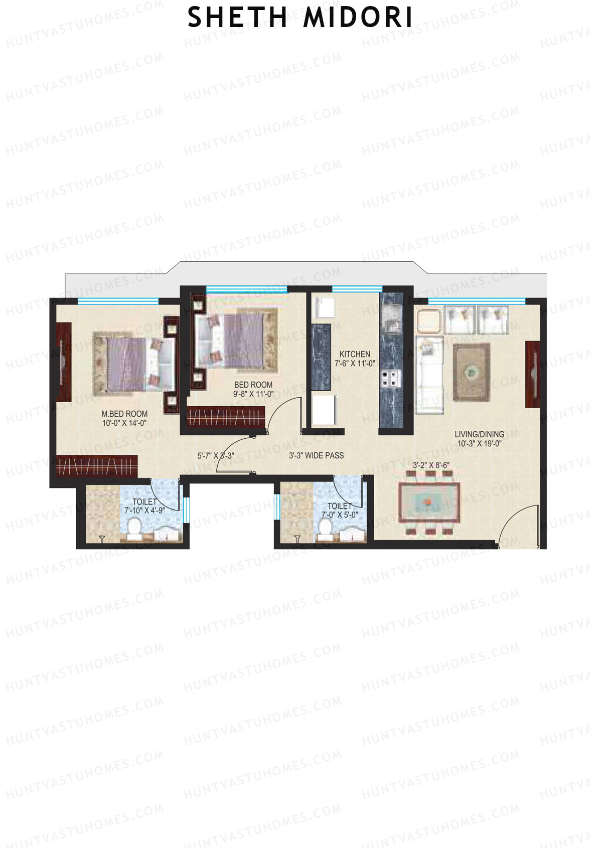 Sheth Midori Wing A3 Unit 1 (Type A) Floor Plan
