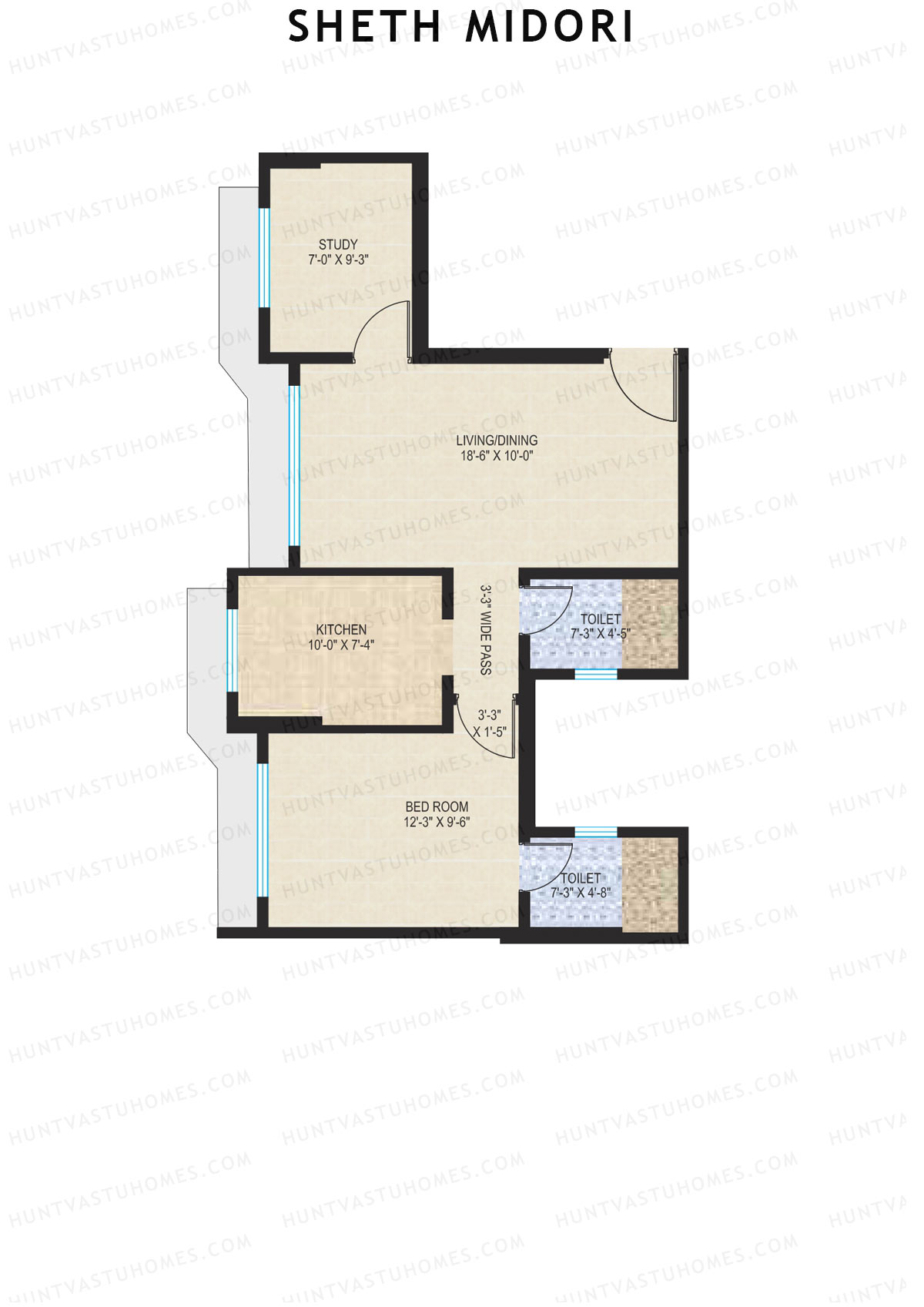 Sheth Midori Wing A3 Unit 4 (Type A) Floor Plan