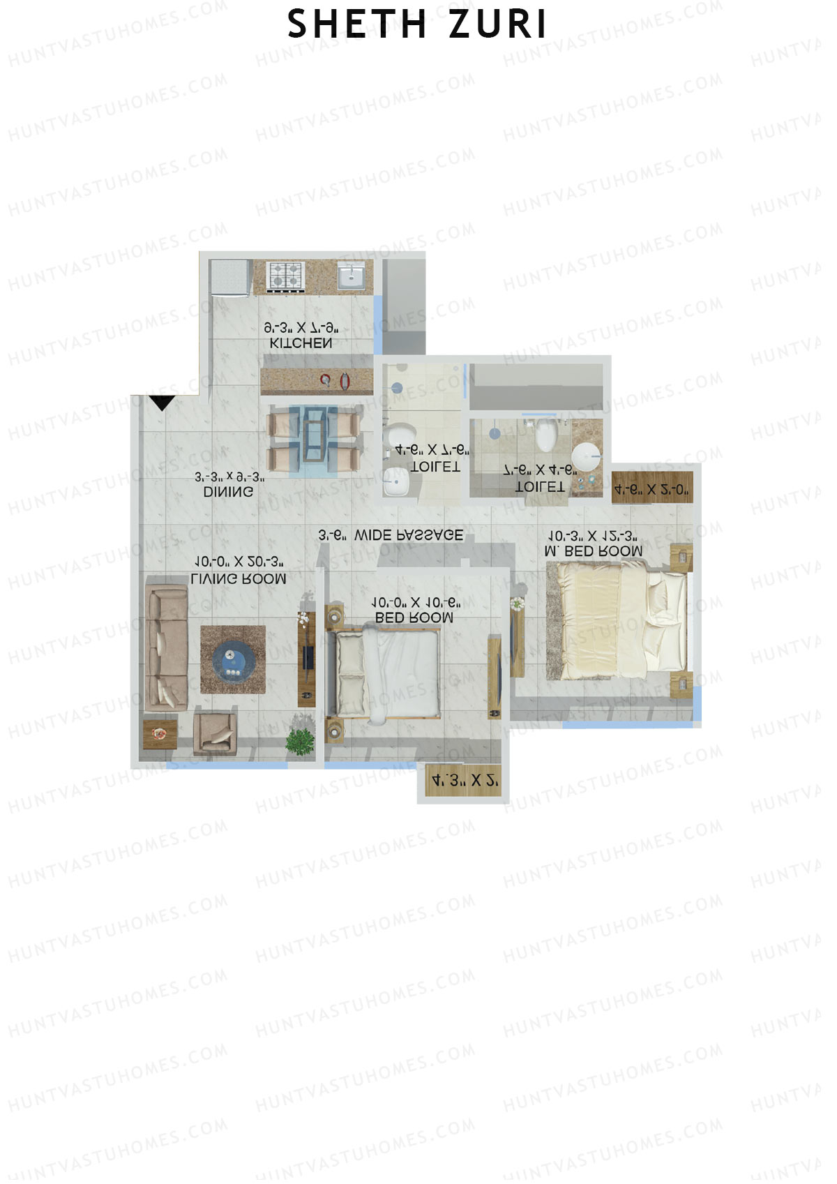 Sheth Zuri Wing A Unit 3 Floor Plan