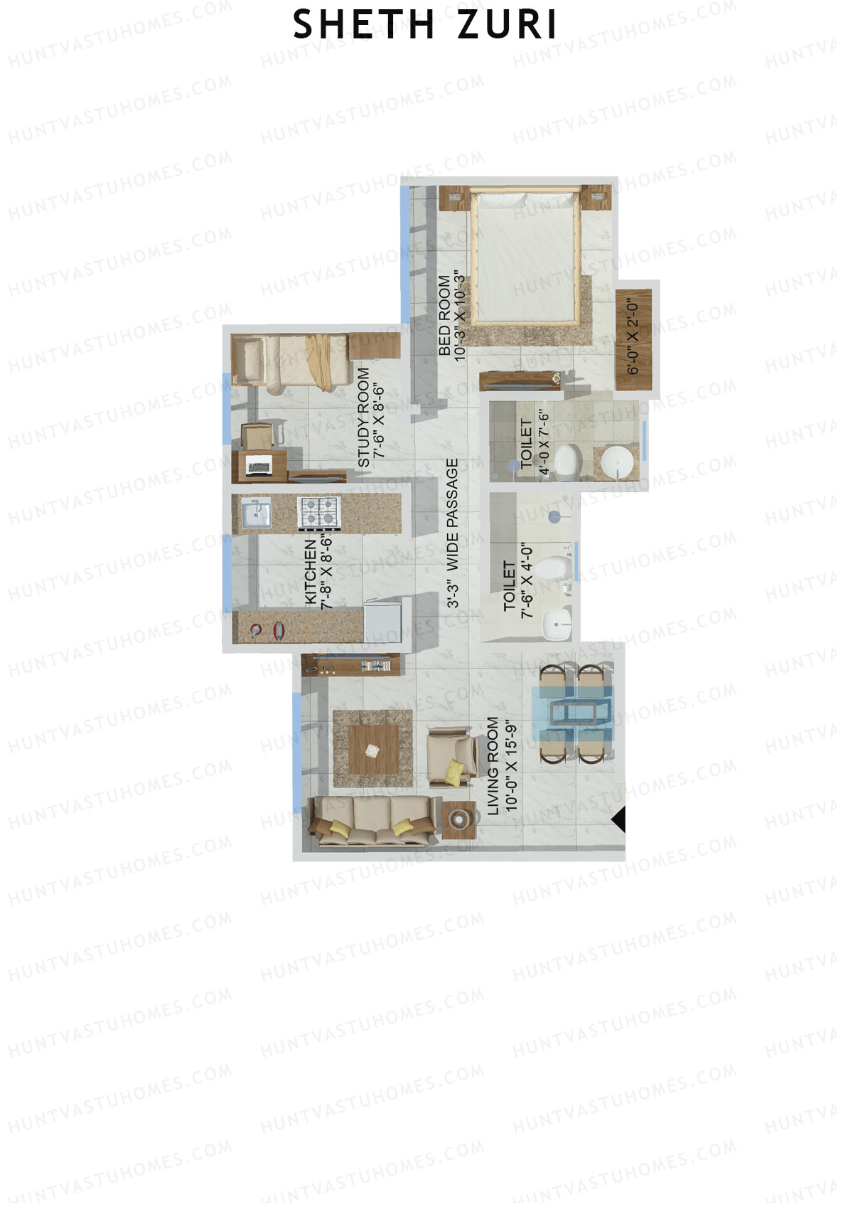 Sheth Zuri Wing C Unit 4 Floor Plan