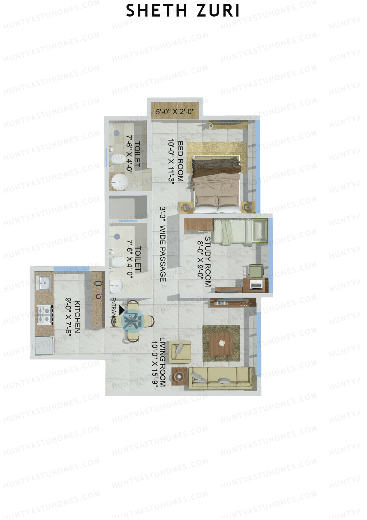 Sheth Zuri Wing D Unit 1 Floor Plan