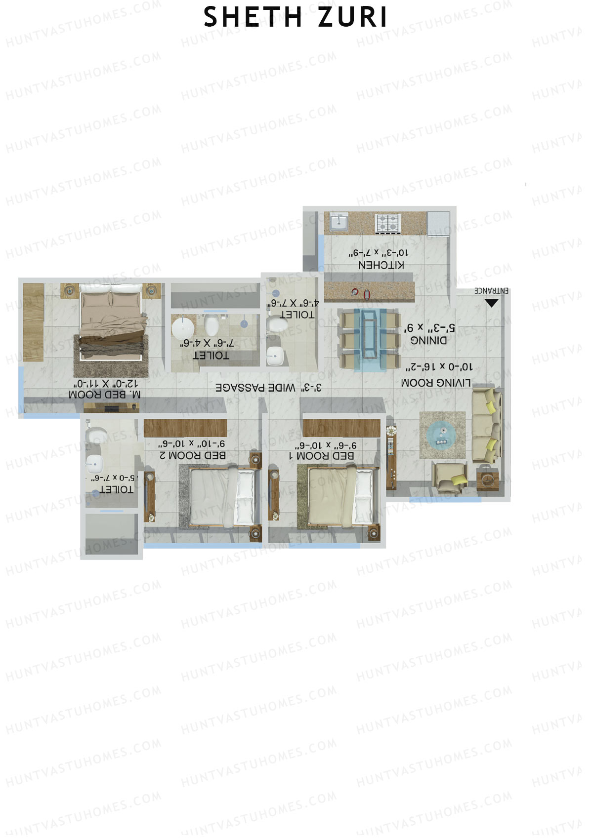 Sheth Zuri Wing E Unit 2 Floor Plan