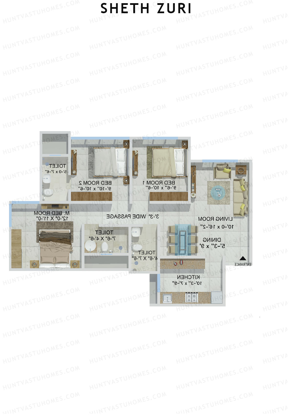 Sheth Zuri Wing E Unit 3 Floor Plan