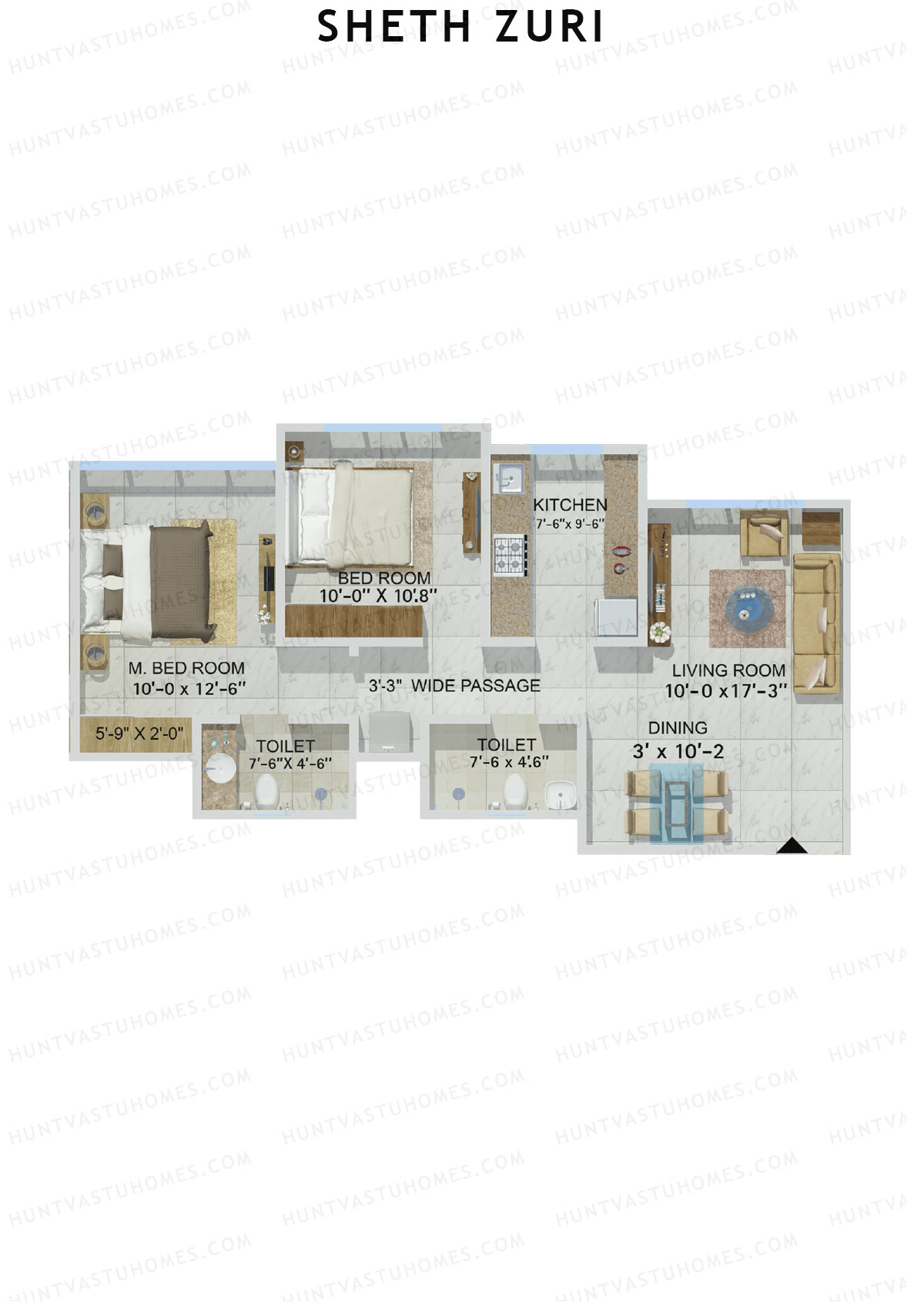 Sheth Zuri Wing F Unit 3 Floor Plan