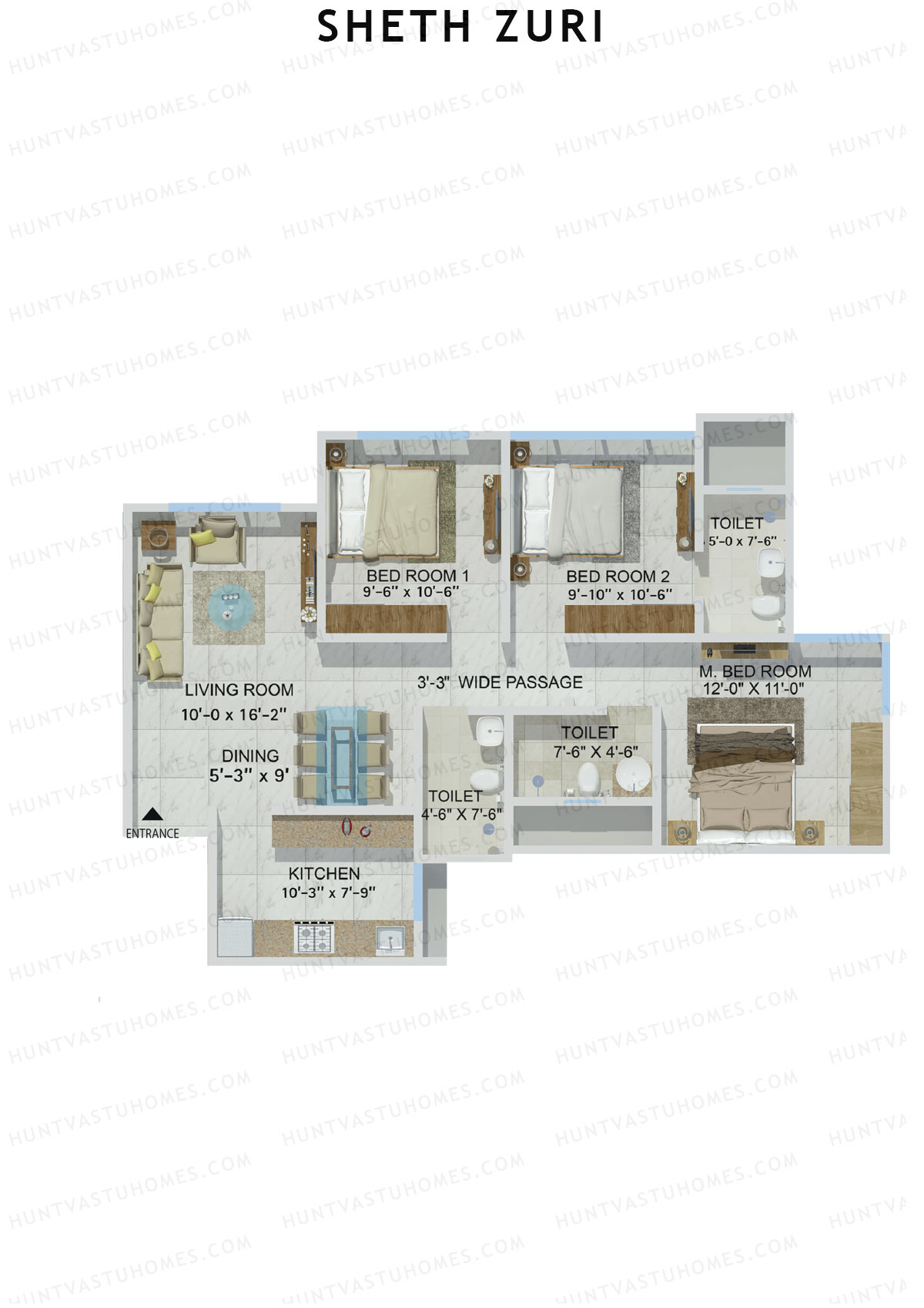 Sheth Zuri Wing F Unit 4 Floor Plan