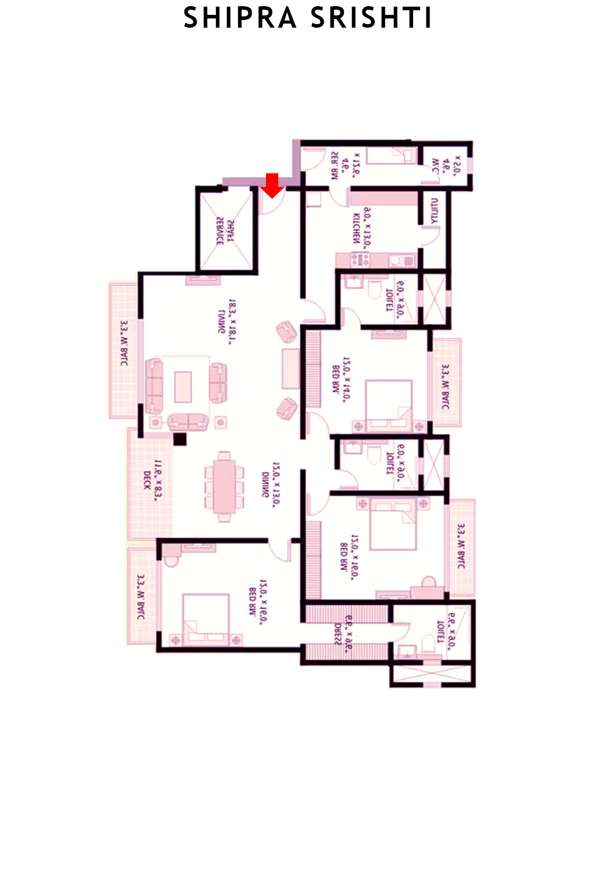 Shipra Srishti Gulmohar Unit 2 Floor Plan
