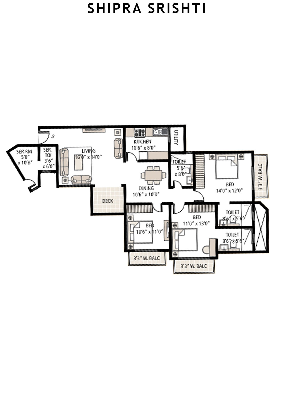 Shipra Srishti Maulsari Unit 1 Floor Plan