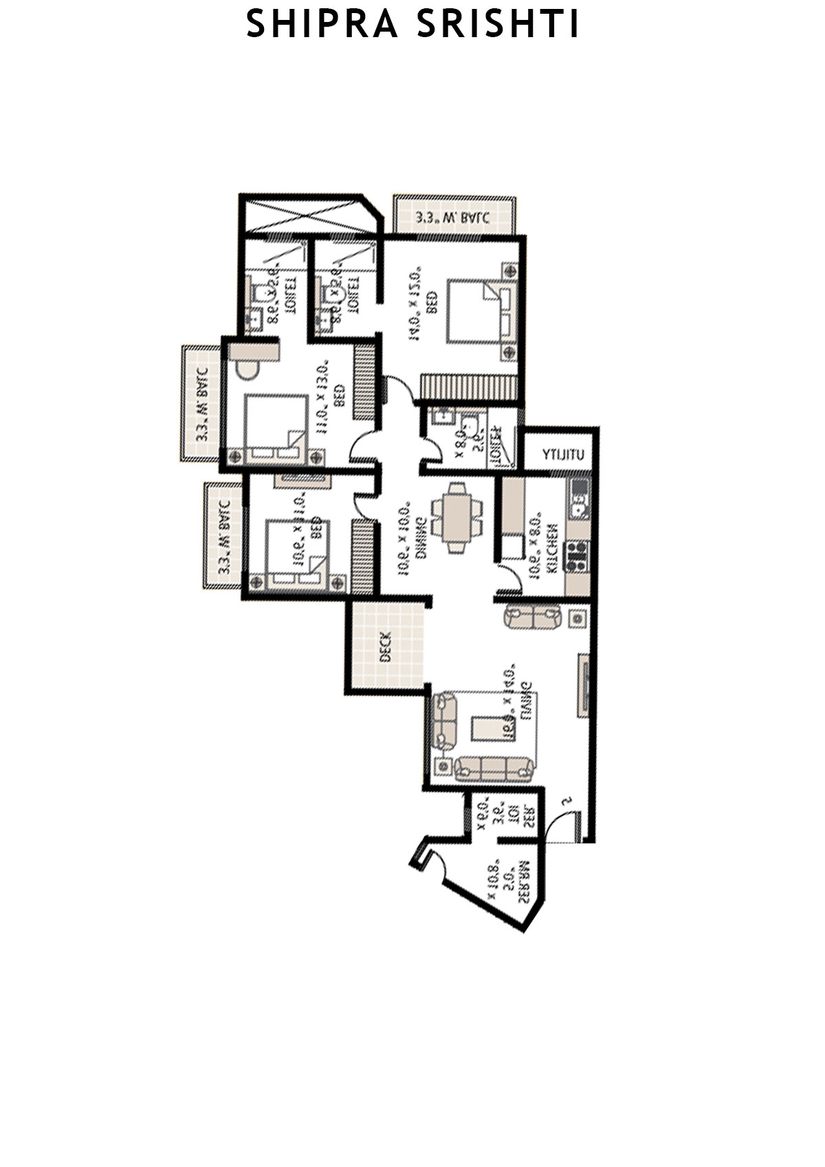 Shipra Srishti Maulsari Unit 4 Floor Plan