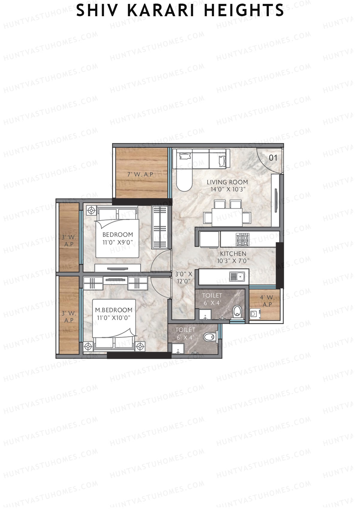 Shiv Karari Heights Wing A Unit 1 Floor Plan