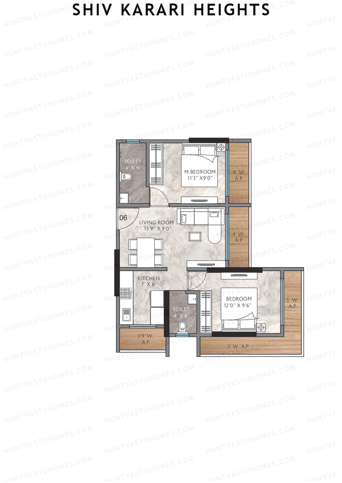 Shiv Karari Heights Wing B Unit 6 Floor Plan