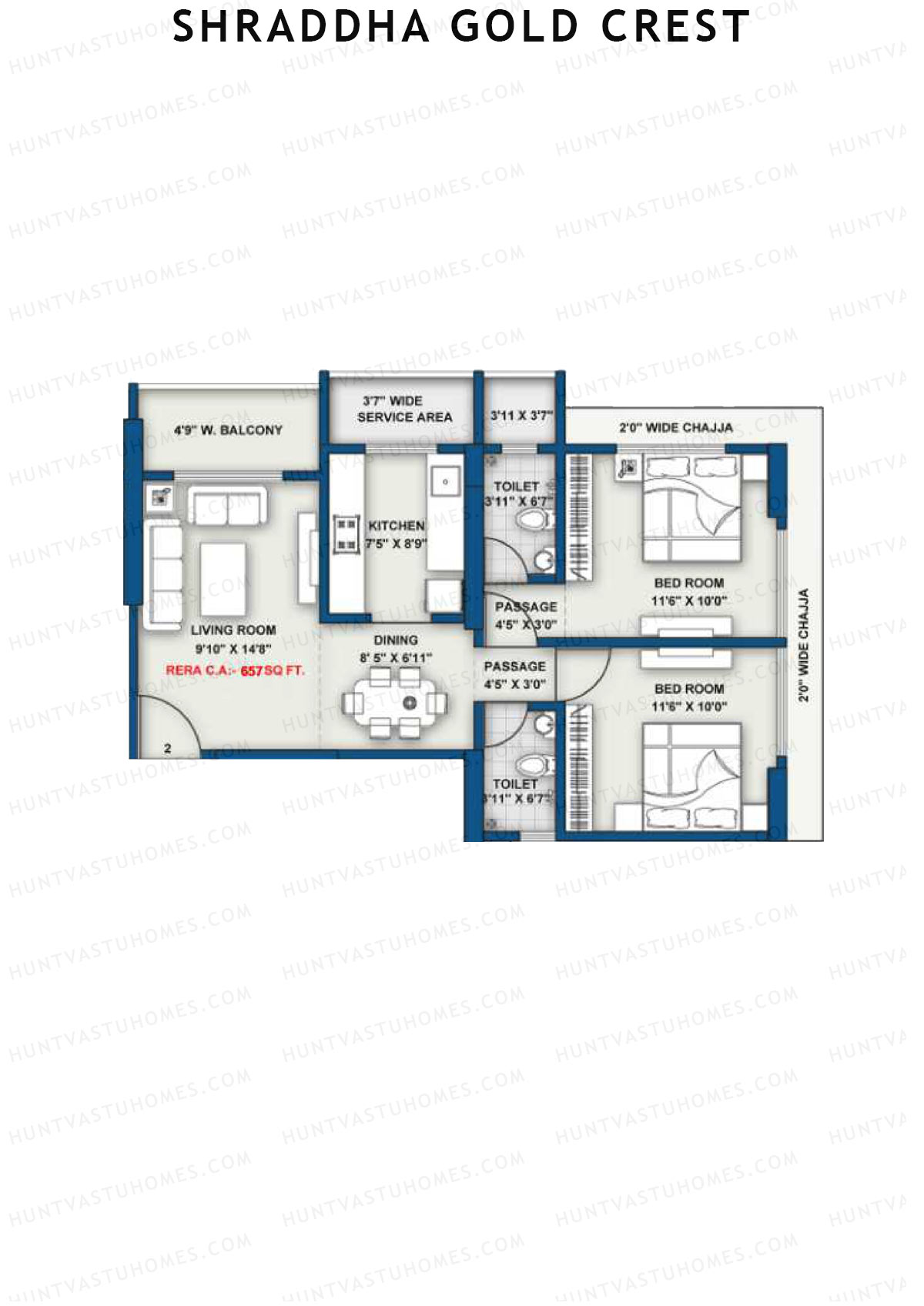 Shraddha Gold Crest Wing A Unit 2 Floor Plan