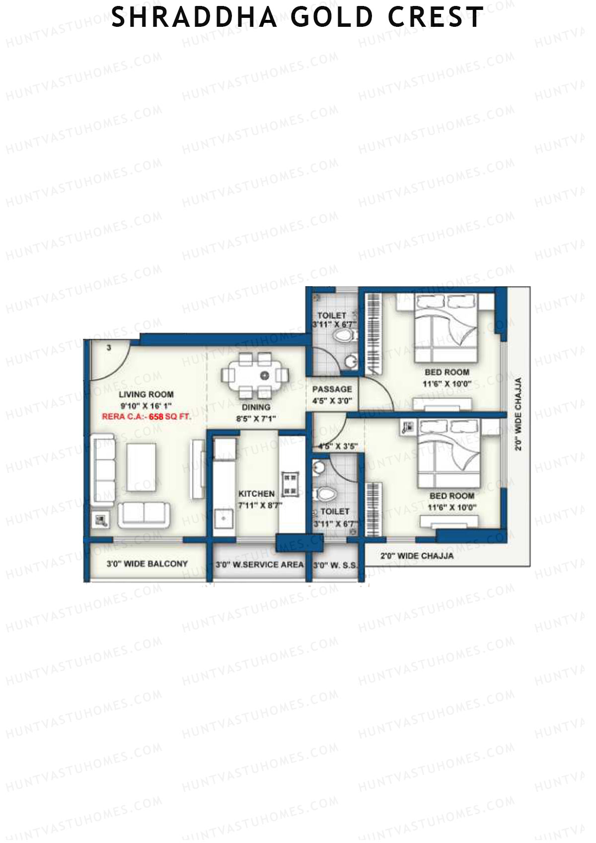 Shraddha Gold Crest Wing A Unit 3 Floor Plan