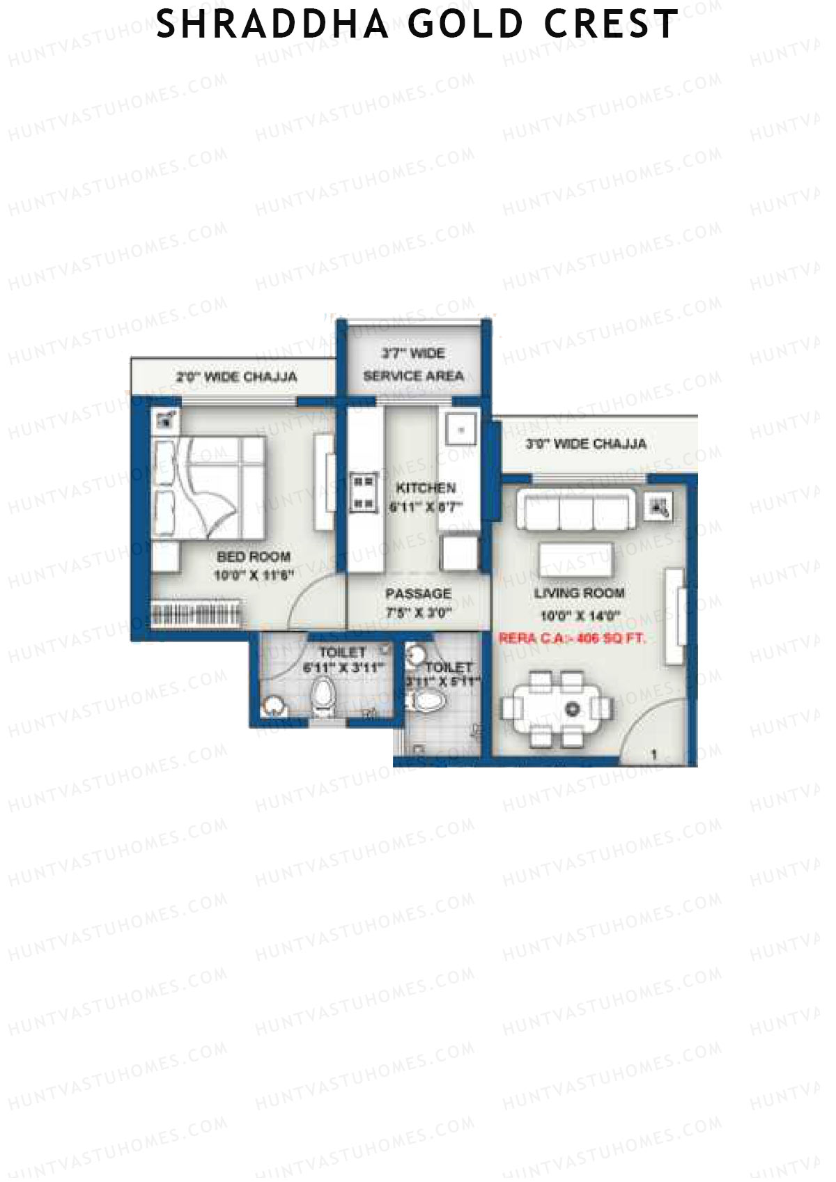 Shraddha Gold Crest Wing B Unit 1 Floor Plan