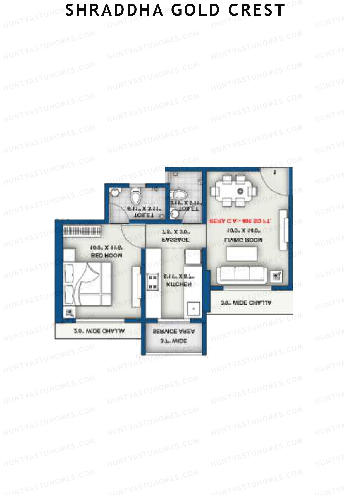 Shraddha Gold Crest Wing B Unit 3 Floor Plan