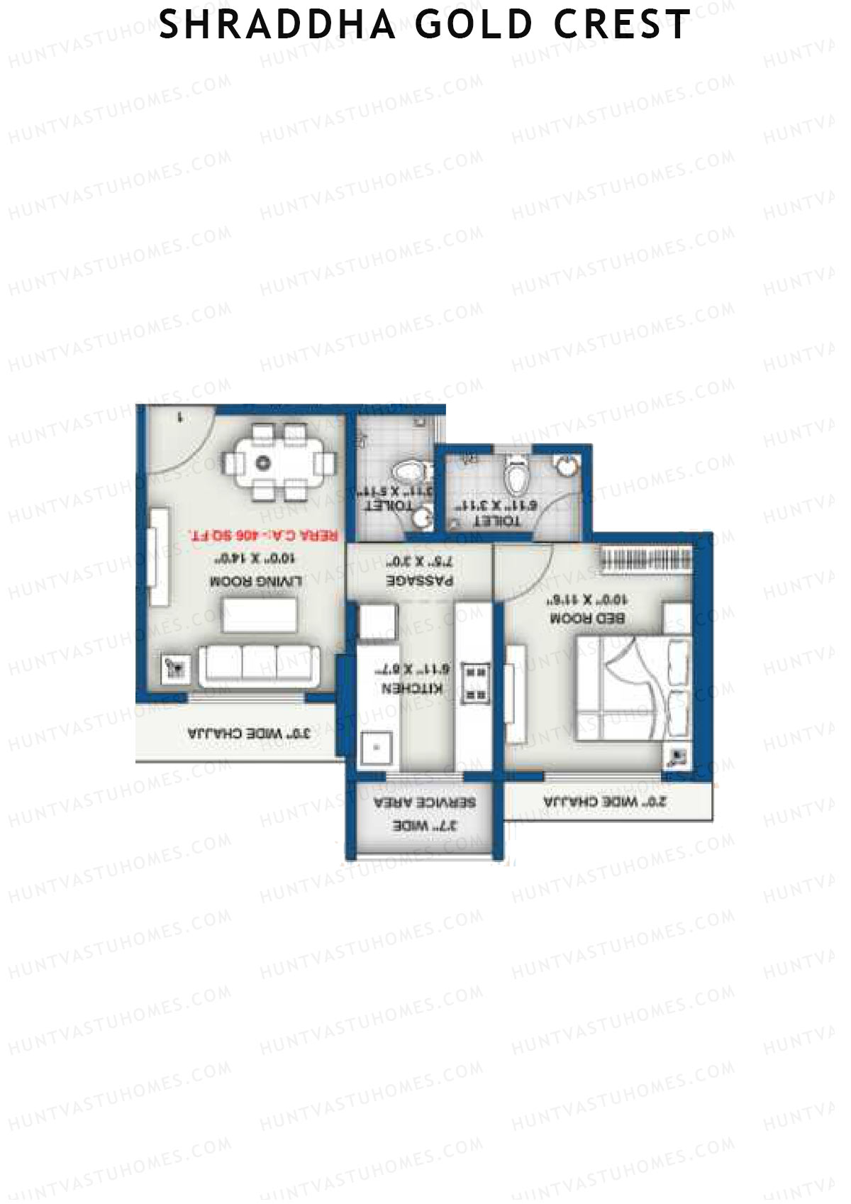 Shraddha Gold Crest Wing B Unit 4 Floor Plan