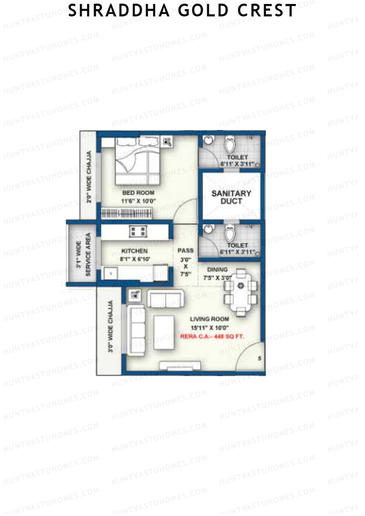 Shraddha Gold Crest Wing B Unit 5 Floor Plan