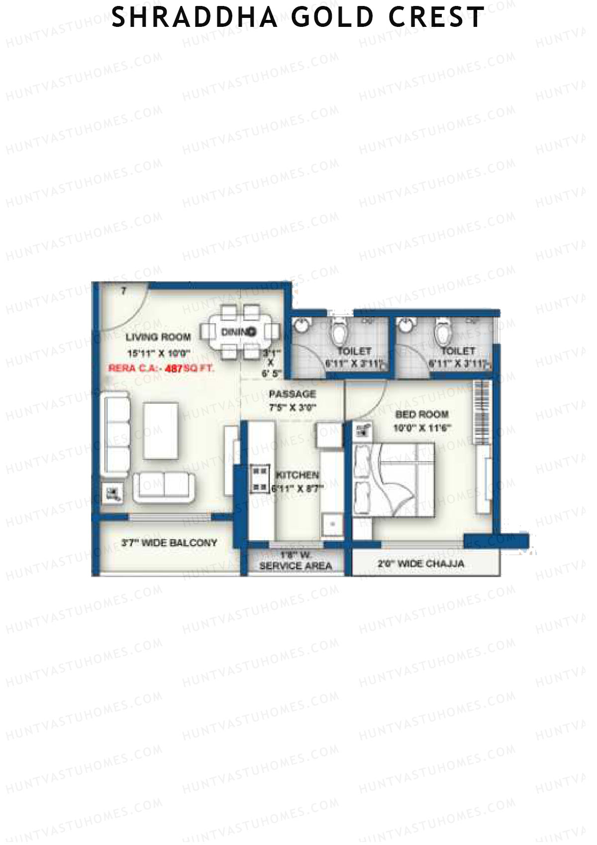 Shraddha Gold Crest Wing B Unit 7 Floor Plan