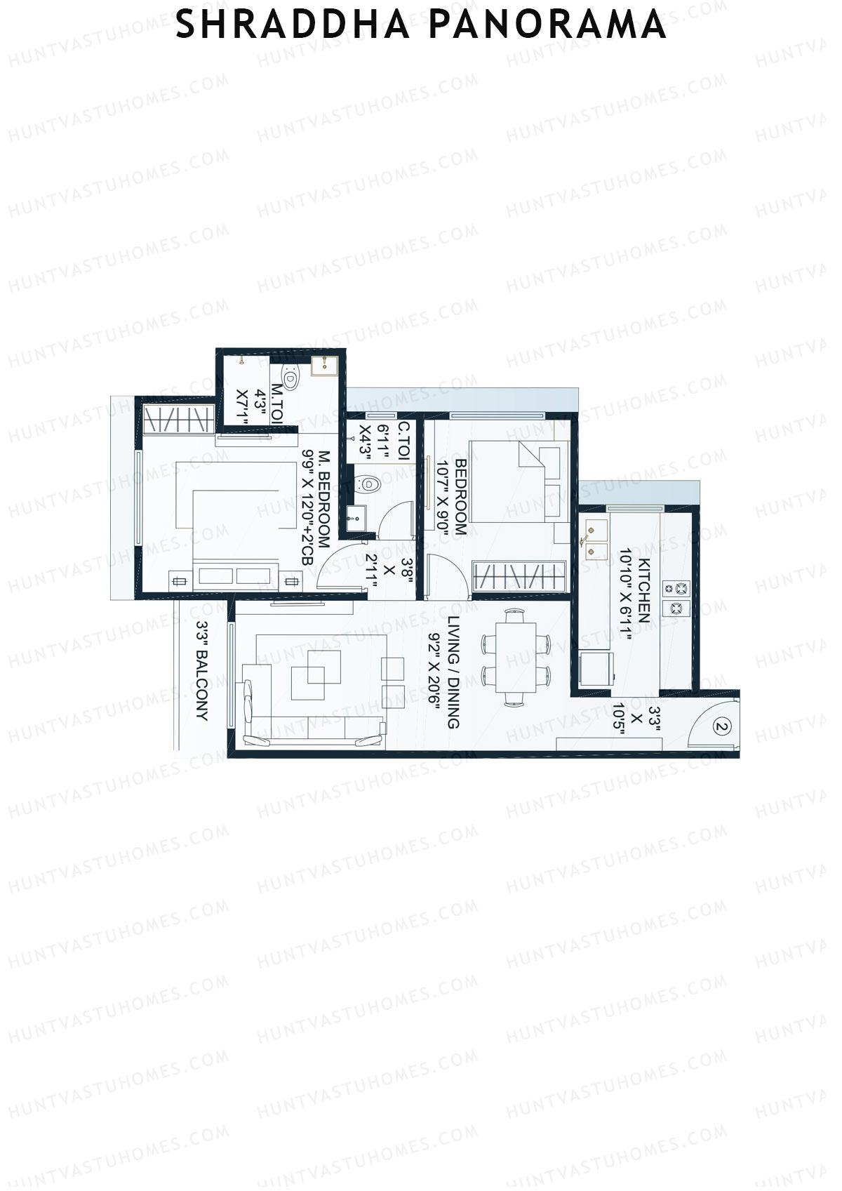 Shraddha Panorama Tower 1 Unit 2 (Type B) Floor Plan