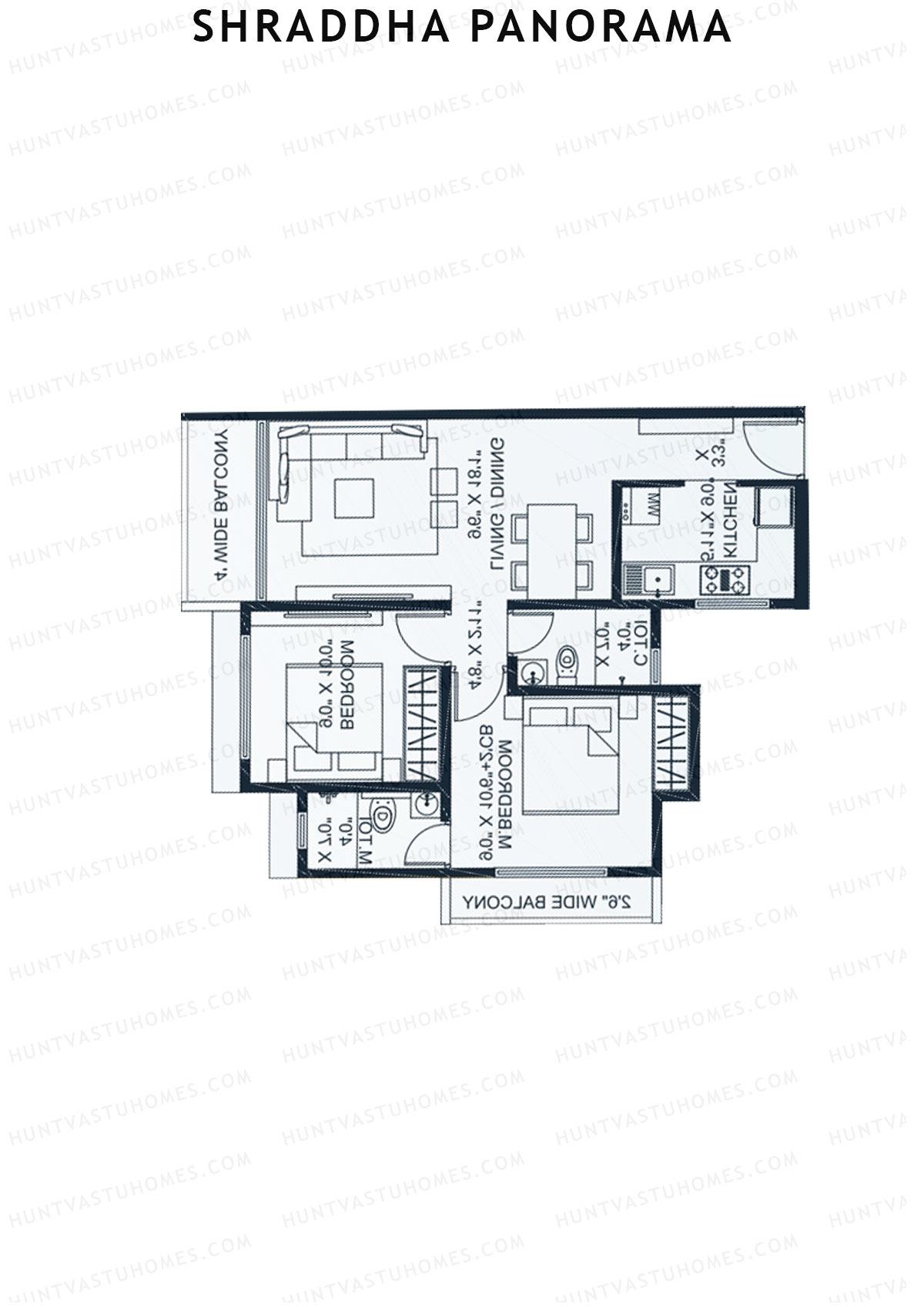 Shraddha Panorama Tower 2 Unit 1 (Type F) Floor Plan