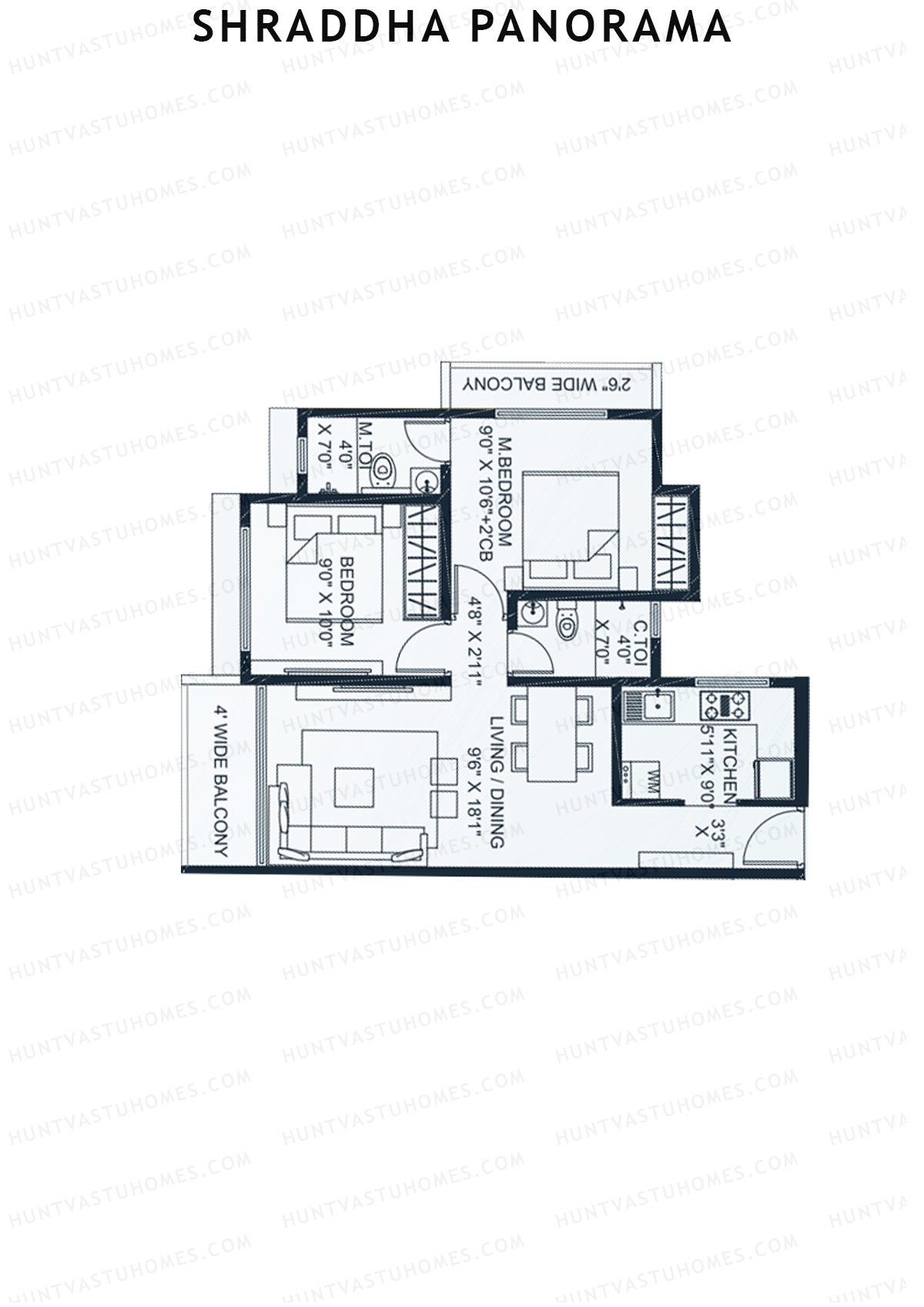 Shraddha Panorama Tower 2 Unit 2 (Type F) Floor Plan