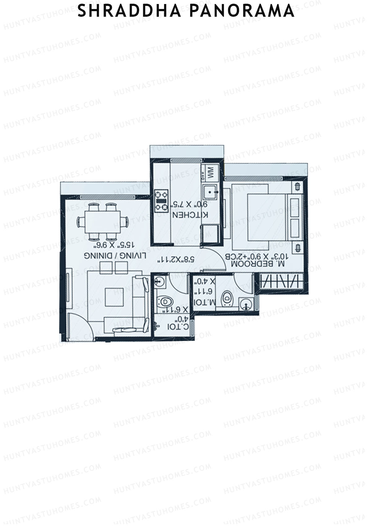 Shraddha Panorama Tower 2 Unit 3 (Type D) Floor Plan