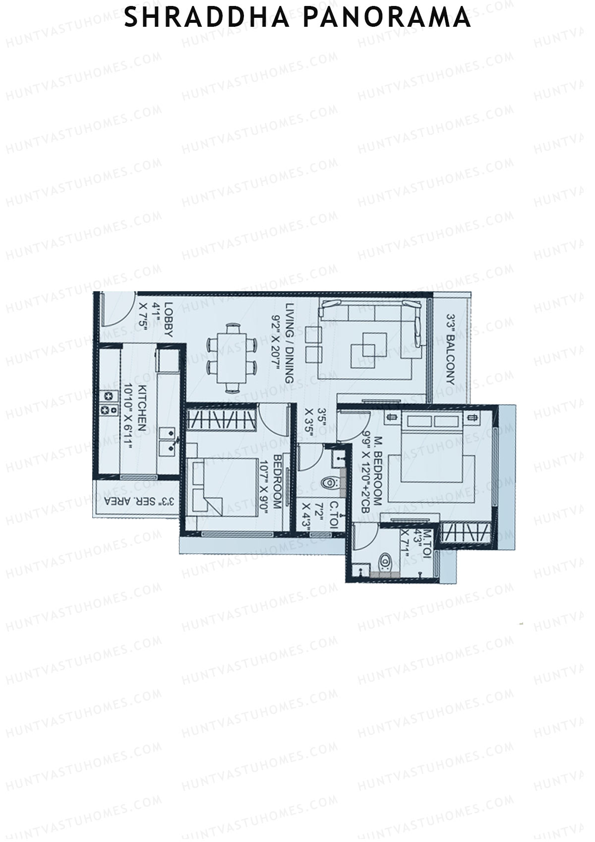 Shraddha Panorama Tower 2 Unit 6 (Type F) Floor Plan