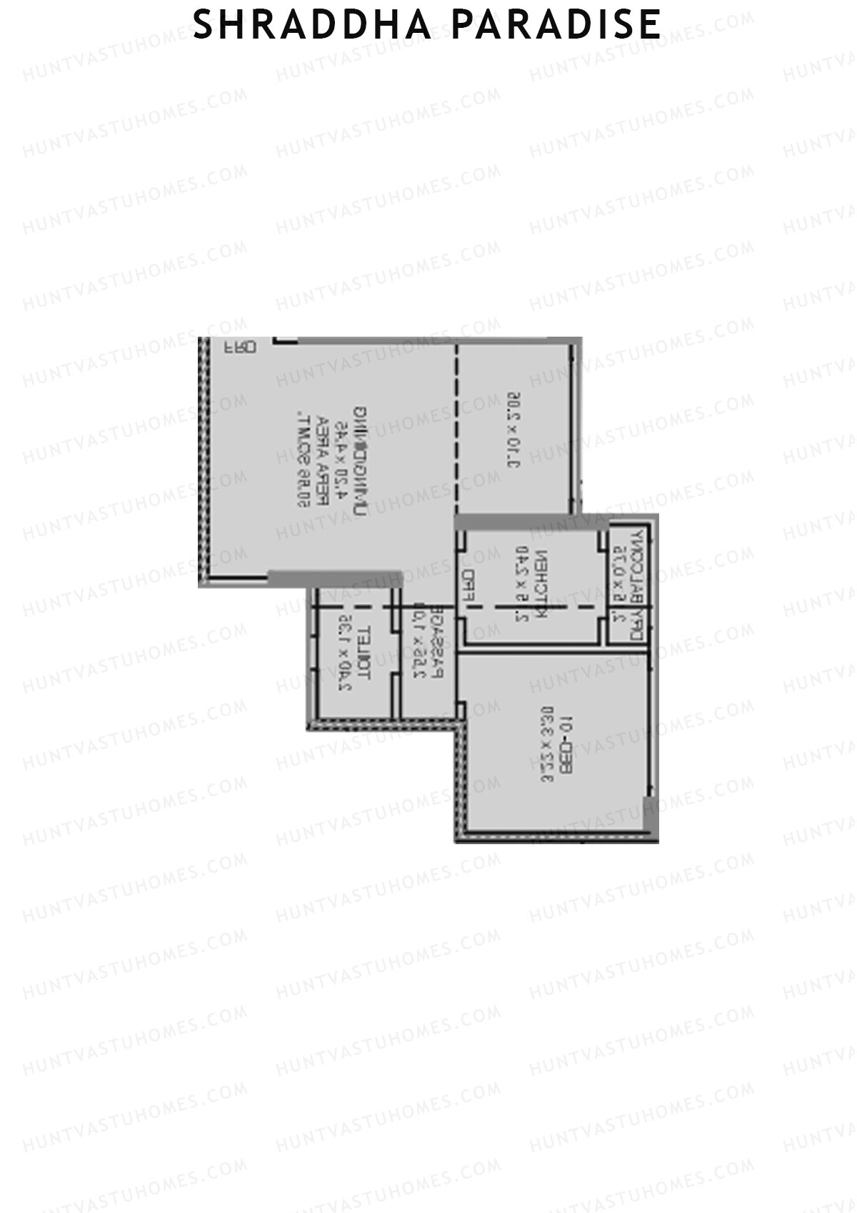 Shraddha Paradise, Wing A, Unit 1, 1BHK, Carpet Area 553   sq ft 