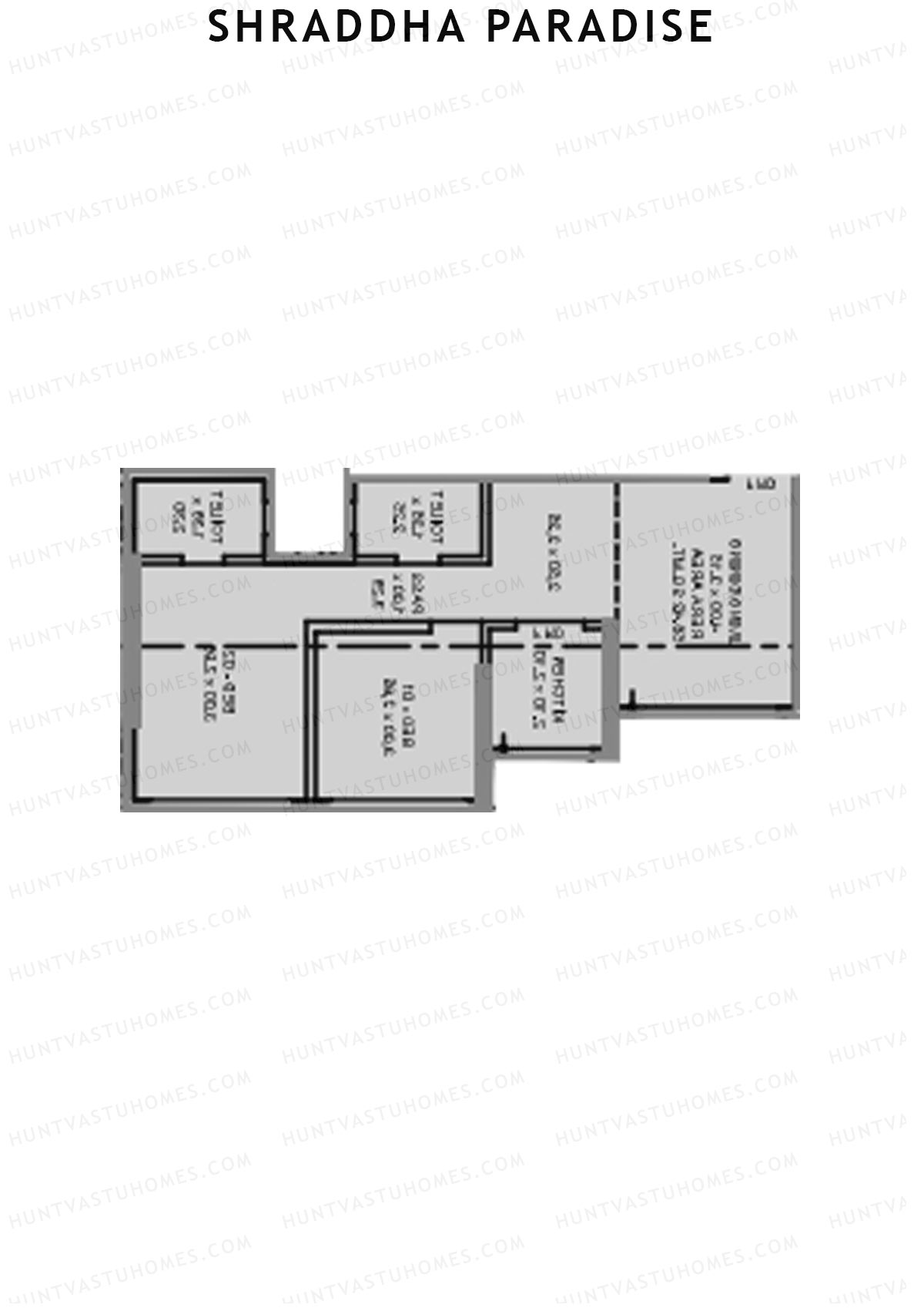 Shraddha Paradise, Wing B, Unit 6, 2BHK, Carpet Area 606   sq ft 