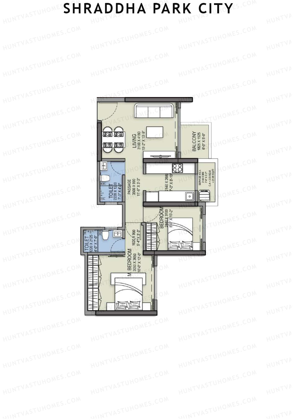 Shraddha Park City Wing A Unit 3 Floor Plan