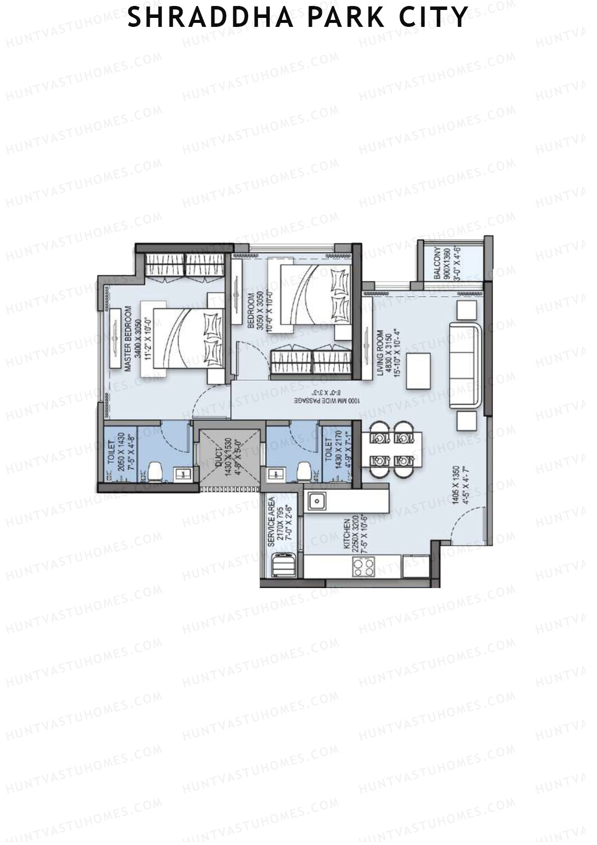 Shraddha Park City Wing D Unit 3 Floor Plan