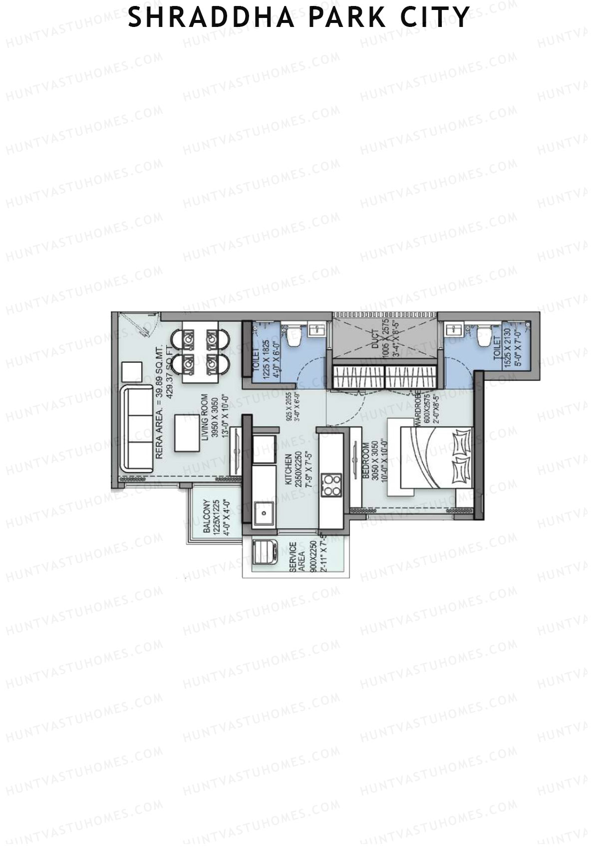 Shraddha Park City Wing F Unit 3 Floor Plan