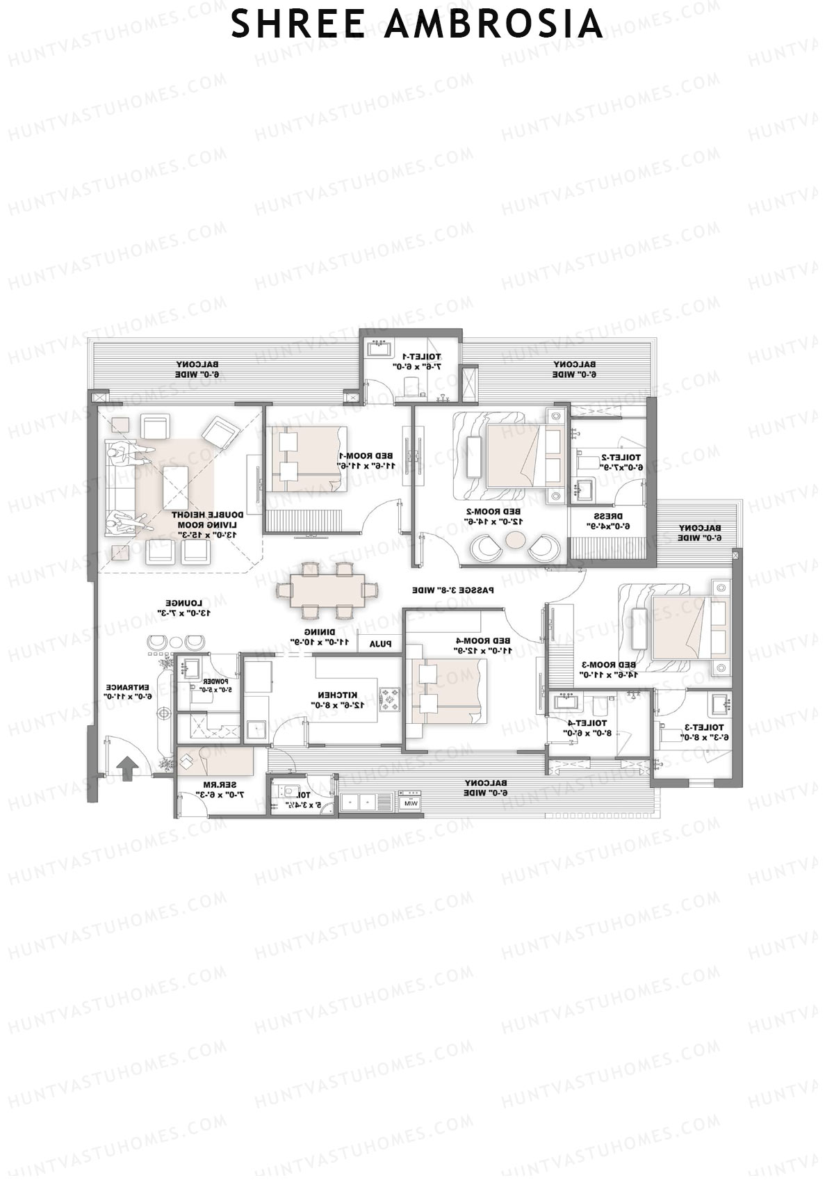 Shree Ambrosia Tower A Unit 3 Floor Plan
