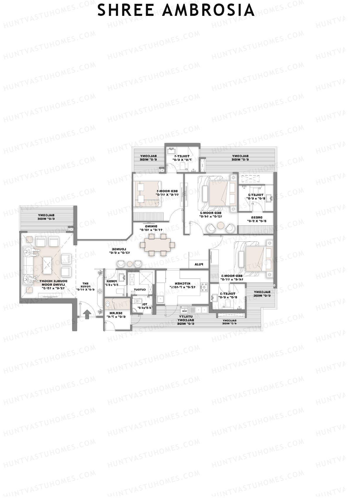 Shree Ambrosia Tower B Unit 3 Floor Plan