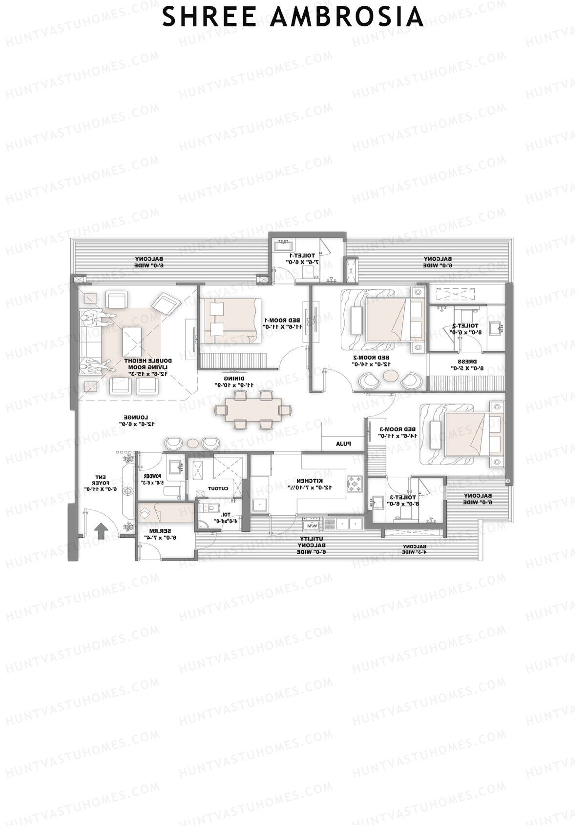 Shree Ambrosia Tower B Unit 3 Floor Plan