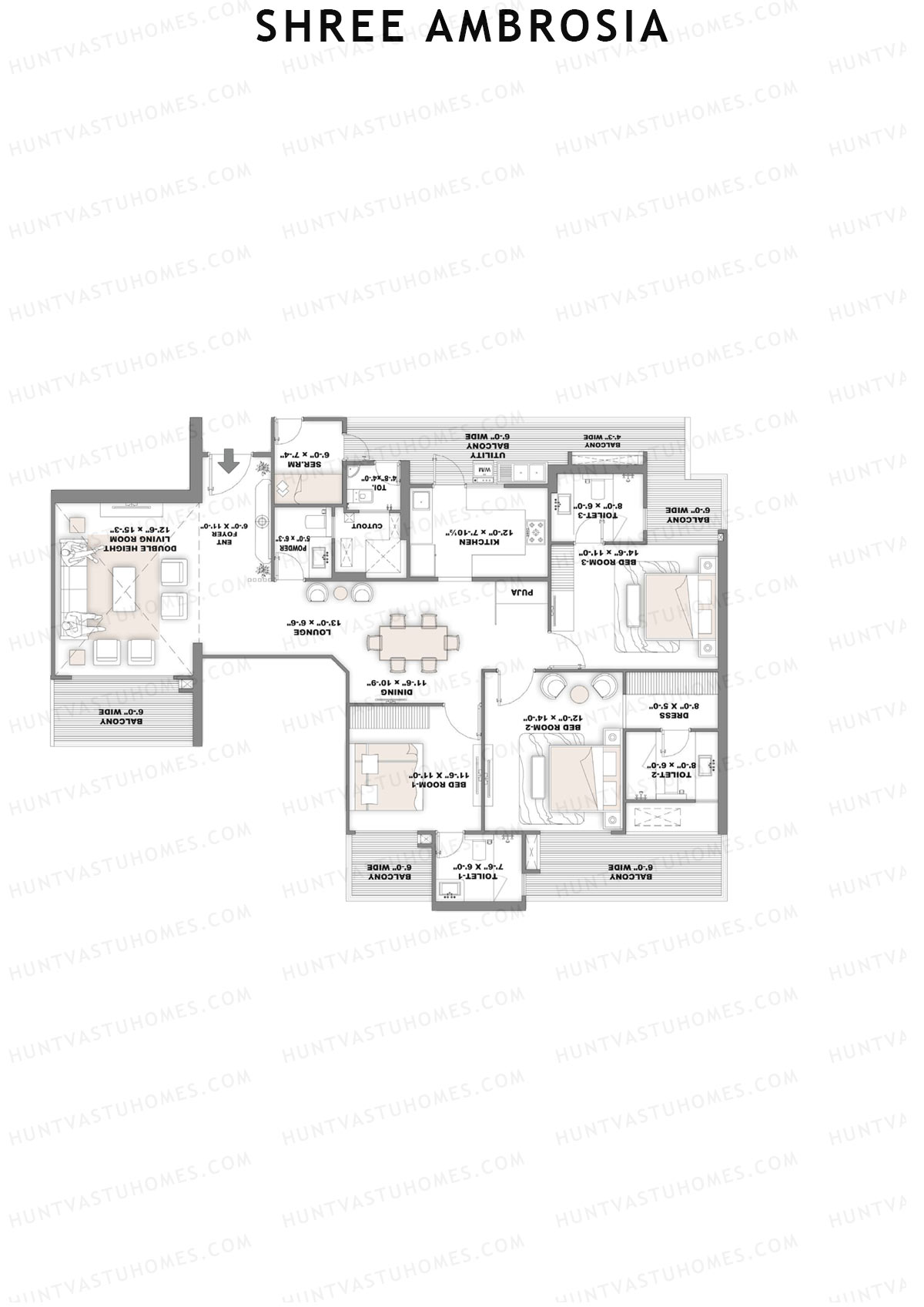 Shree Ambrosia Tower B Unit 4 Floor Plan