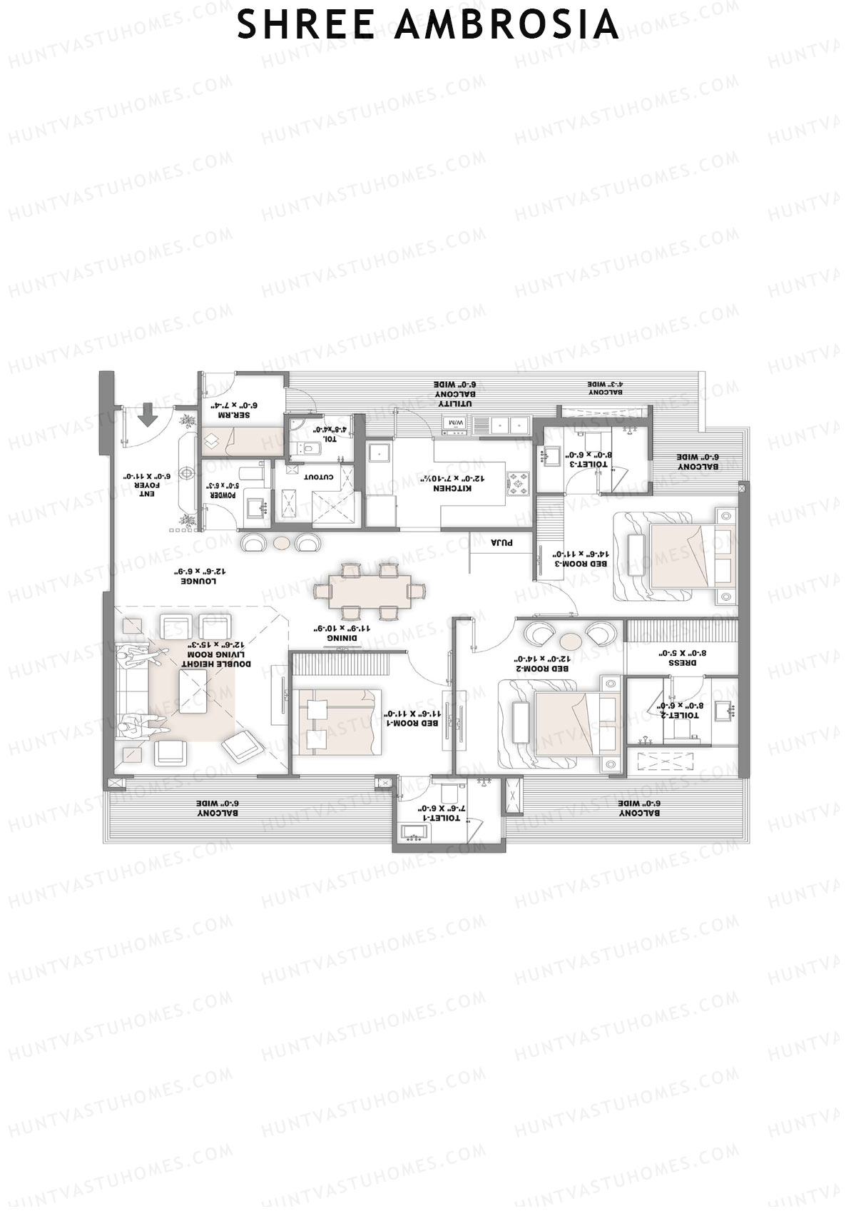 Shree Ambrosia Tower B Unit 4 Floor Plan