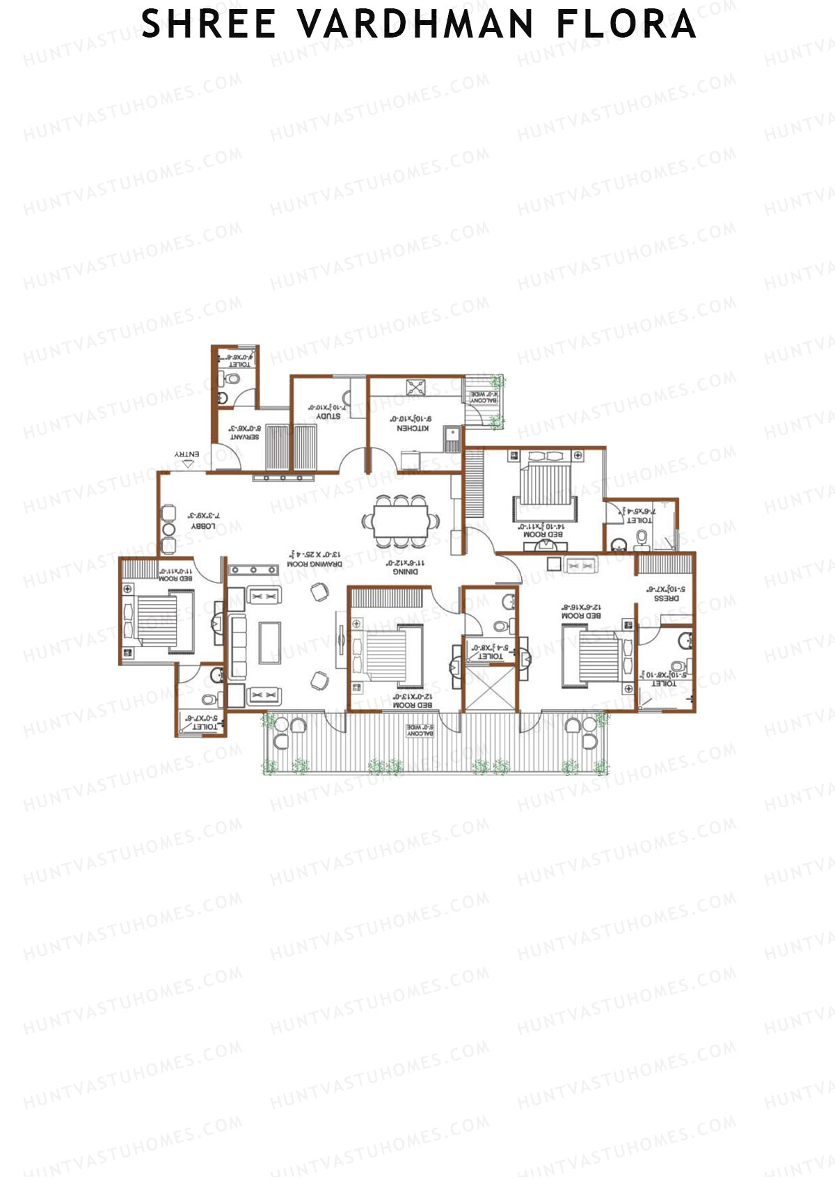 Shree Vardhman Flora Block A1 Unit 3 Floor Plan