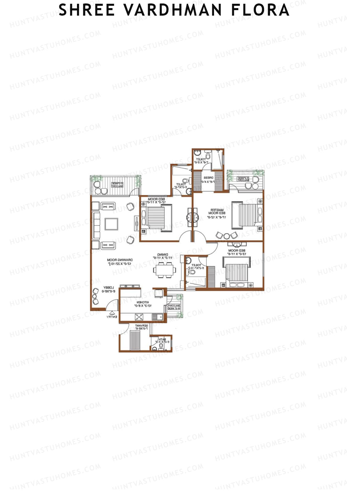 Shree Vardhman Flora Block B1 Unit 2 Floor Plan