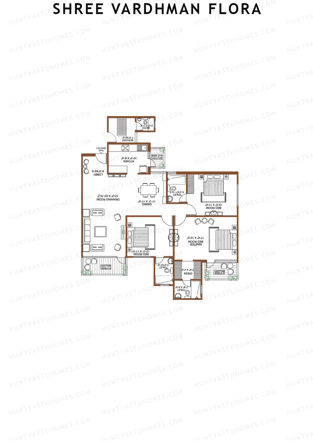 Shree Vardhman Flora Block B1 Unit 3 Floor Plan