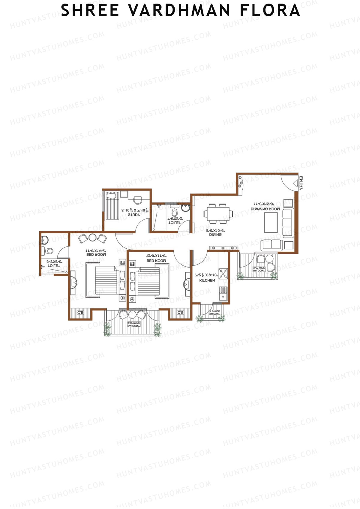 Shree Vardhman Flora Block C1 Unit 7 (Type A) Floor Plan