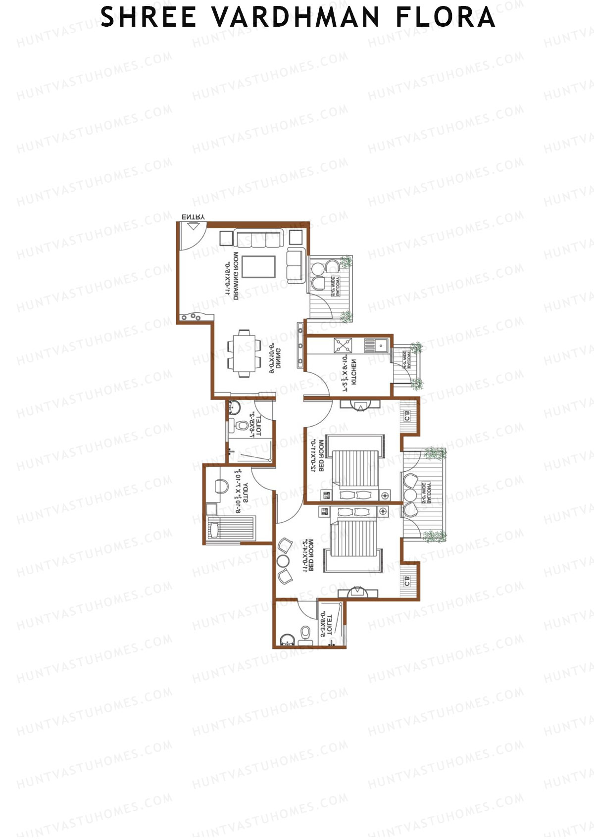 Shree Vardhman Flora Block C2 Unit 5 (Type A) Floor Plan